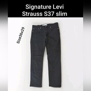 Signature Levi Strauss Jeans Mens W36  L29 Black S37 Slim Straight Leg Denim